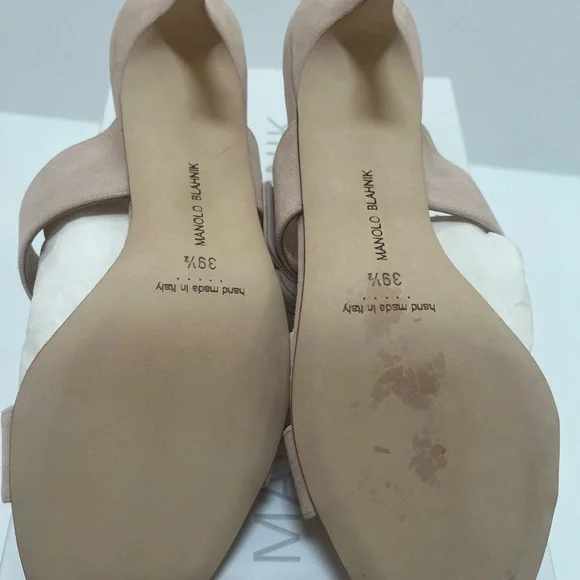 NIB MANOLO BLAHNIK GABLE SUEDE BUCKLE HEELED SLIDE SANDAL 39.5 - Picture 3 of 6
